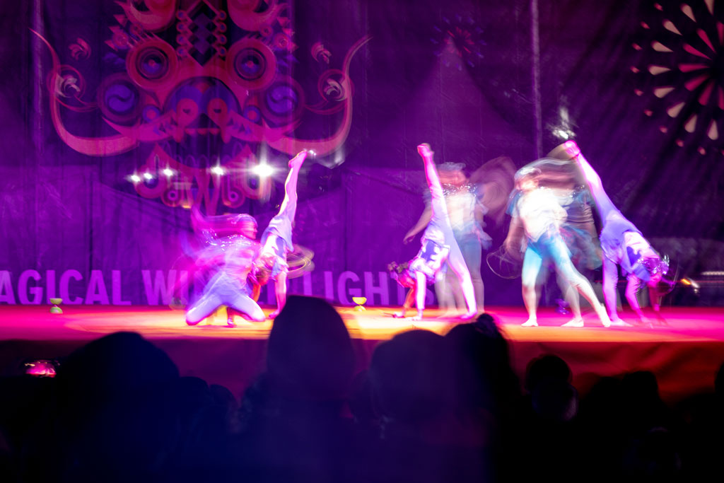 Acrobats performing at Magic Winter Lights, La Marque, TX