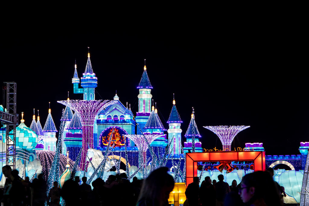 View towards the castle at Magic Winter Lights, La Marque, TX
