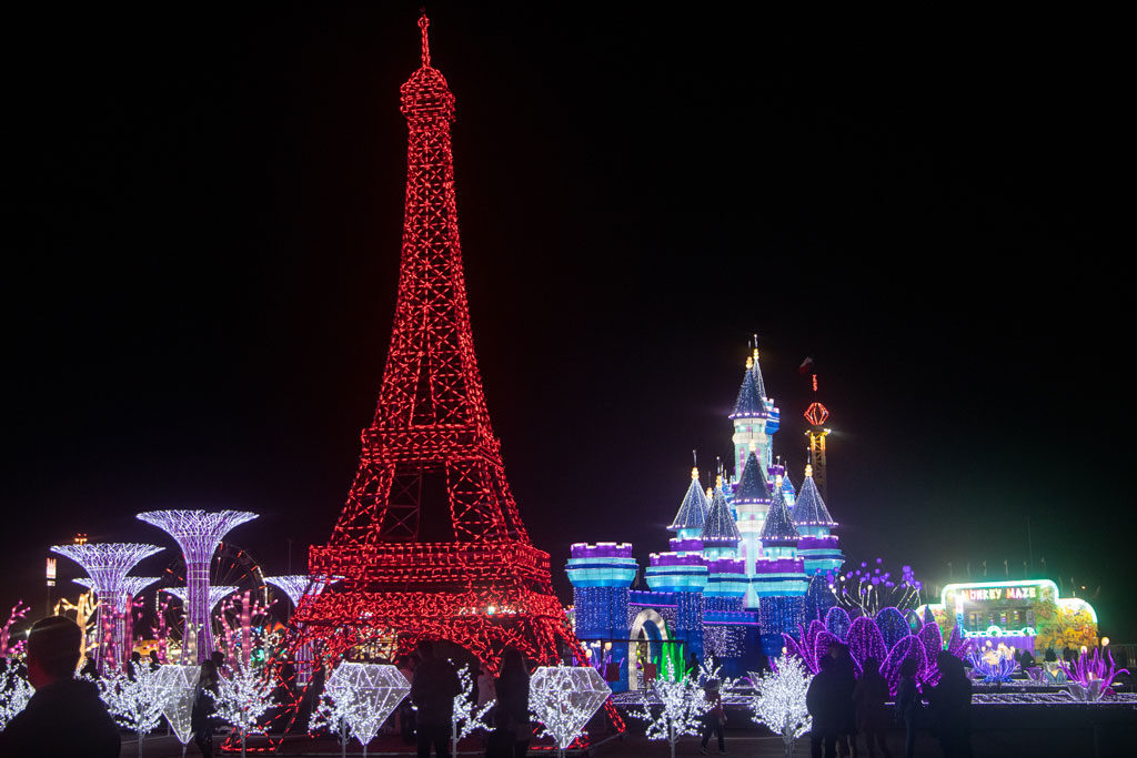 Eiffel tower replica at Magic Winter Lights, La Marque, TX