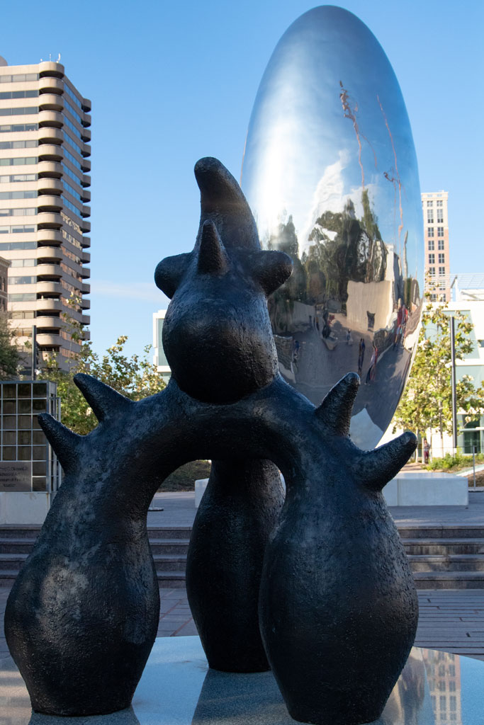 Statue and Bean at the Museum of Fine Arts, Houston, TX